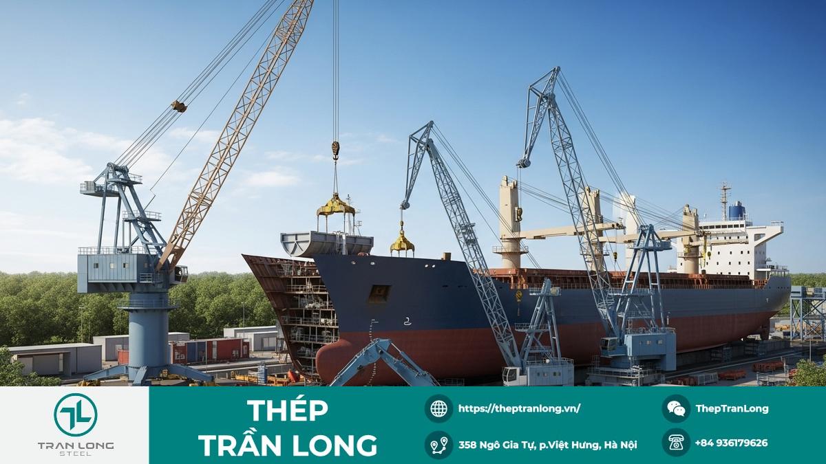 Châu Âu thúc đẩy tái chế tàu cũ để sản xuất thép xanh Hình ảnh một con tàu đang được tháo dỡ tại cơ sở tái chế ở Châu Âu, nhấn mạnh mục tiêu thép xanh