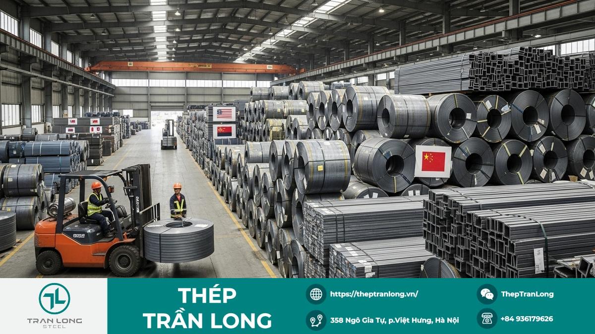 Kho hàng thép nhập khẩu và phân phối nội địa Kho chứa thép hình, thép tấm, thép cuộn cho phân phối