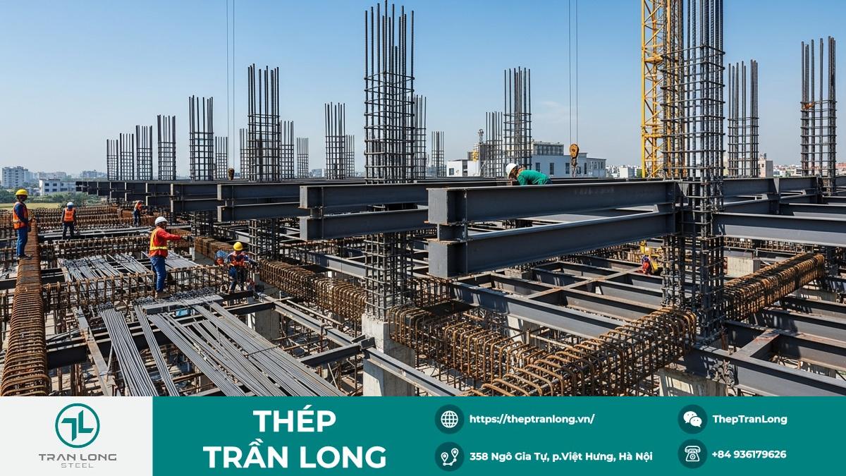Thị trường thép xây dựng Việt Nam ổn định giá Công trường xây dựng hiện đại tại Việt Nam với thép xây dựng chất lượng cao