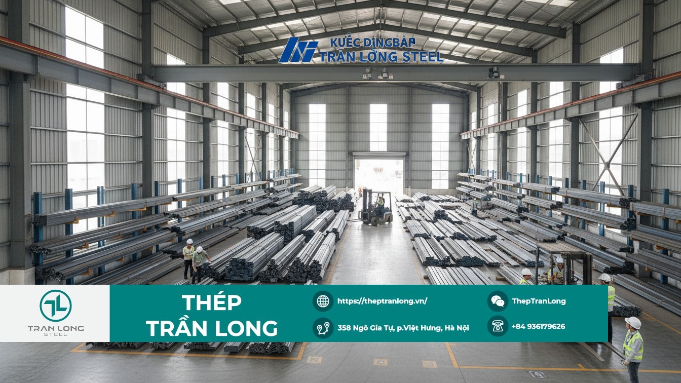 Kho bãi thép quy mô lớn với đa dạng sản phẩm thép kết cấu công nghiệp