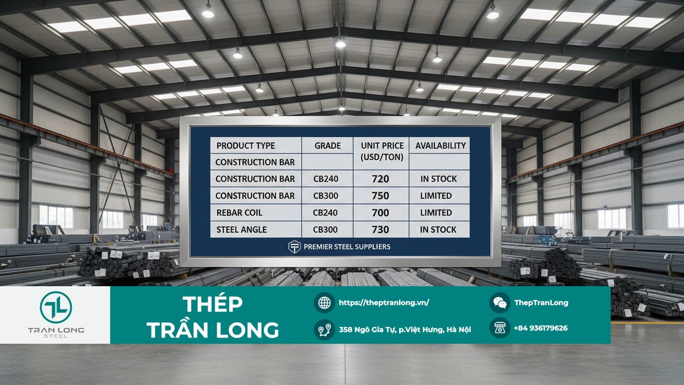 Giá thép xây dựng CB240 CB300 hôm nay