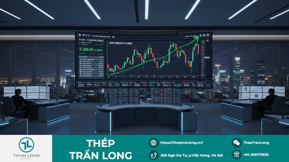 Diễn biến tăng giá thép thanh kỳ hạn trên Sàn Thượng Hải ngày 29/12