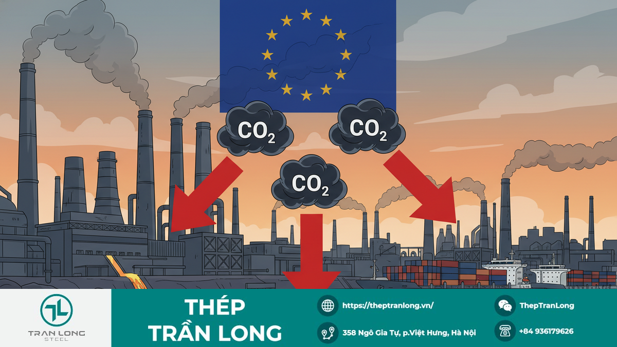 Hình ảnh nhà máy thép Ấn Độ với cơ chế điều chỉnh carbon xuyên biên giới CBAM của EU