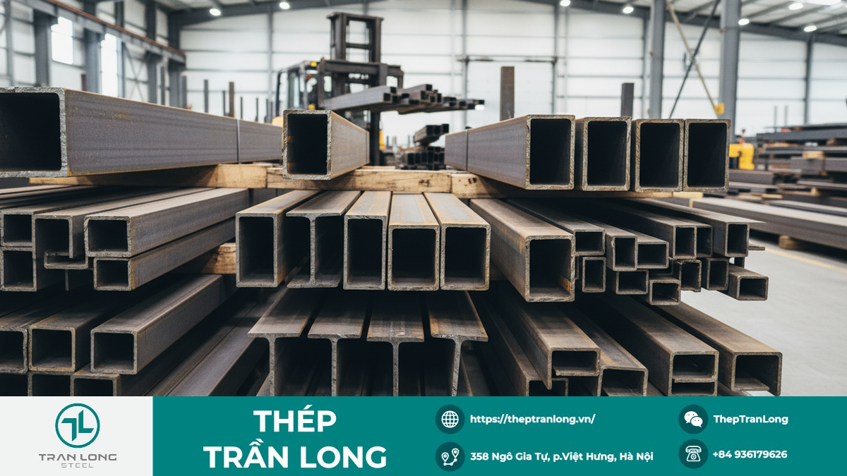 Hình ảnh kho bãi chứa thép hình, thép tấm, thép kết cấu công nghiệp