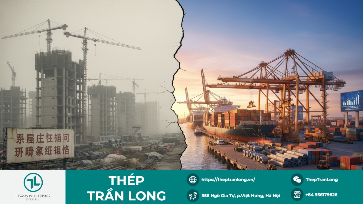 Nhu cầu thép Trung Quốc và hỗ trợ kinh tế toàn cầu Hình ảnh tương phản giữa công trường vắng vẻ tại Trung Quốc và cảng biển sầm uất toàn cầu