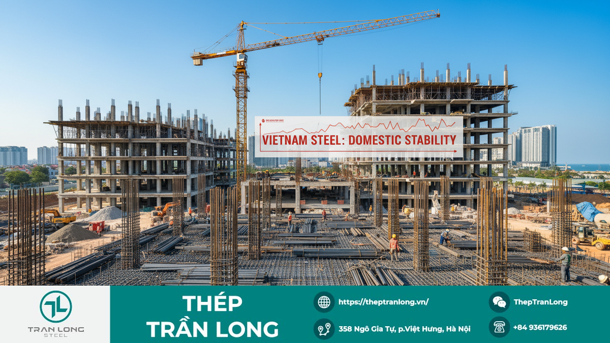 Hình ảnh công trường xây dựng tại Việt Nam với thép ổn định giá