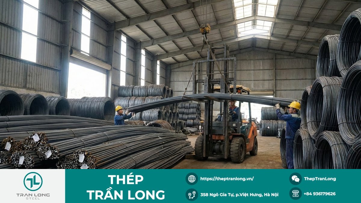 Thép xây dựng trong nước bình ổn ngày 24/1/2026 Thép xây dựng Việt Nam tại kho, phản ánh mặt bằng giá ngày 24/1/2026