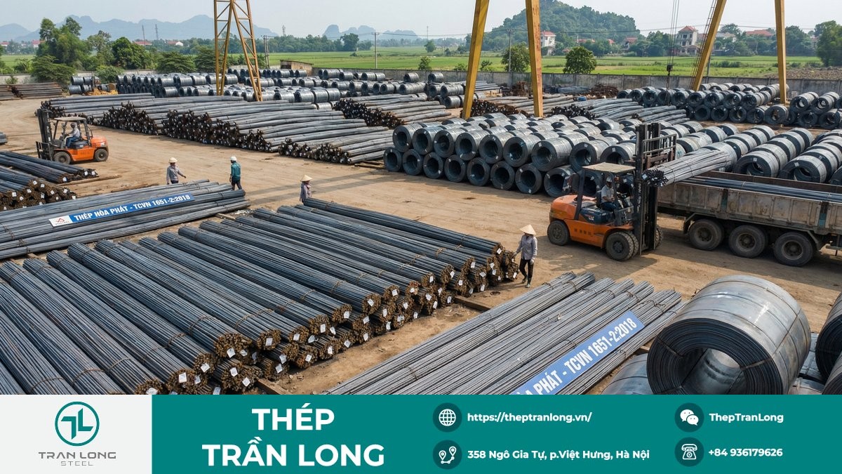 Giá thép xây dựng trong nước bình ổn trở lại Thép xây dựng dạng thép cây và thép cuộn tại kho bãi khi giá trong nước ổn định