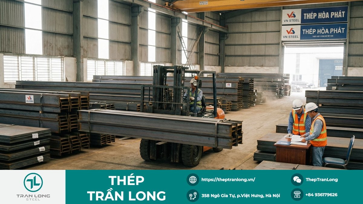 Kho thép hình và thép tấm phục vụ công nghiệp kết cấu