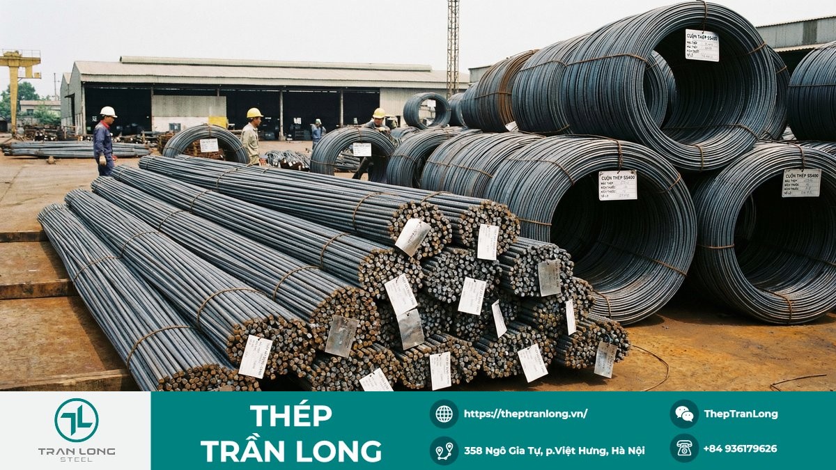 Thép xây dựng trong nước giữ giá ổn định Thép cây và thép cuộn trong kho bãi khi giá trong nước ổn định