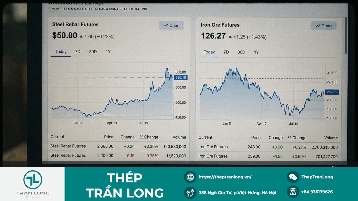 Bảng giá thép thanh và quặng sắt kỳ hạn phiên 13/2/2026