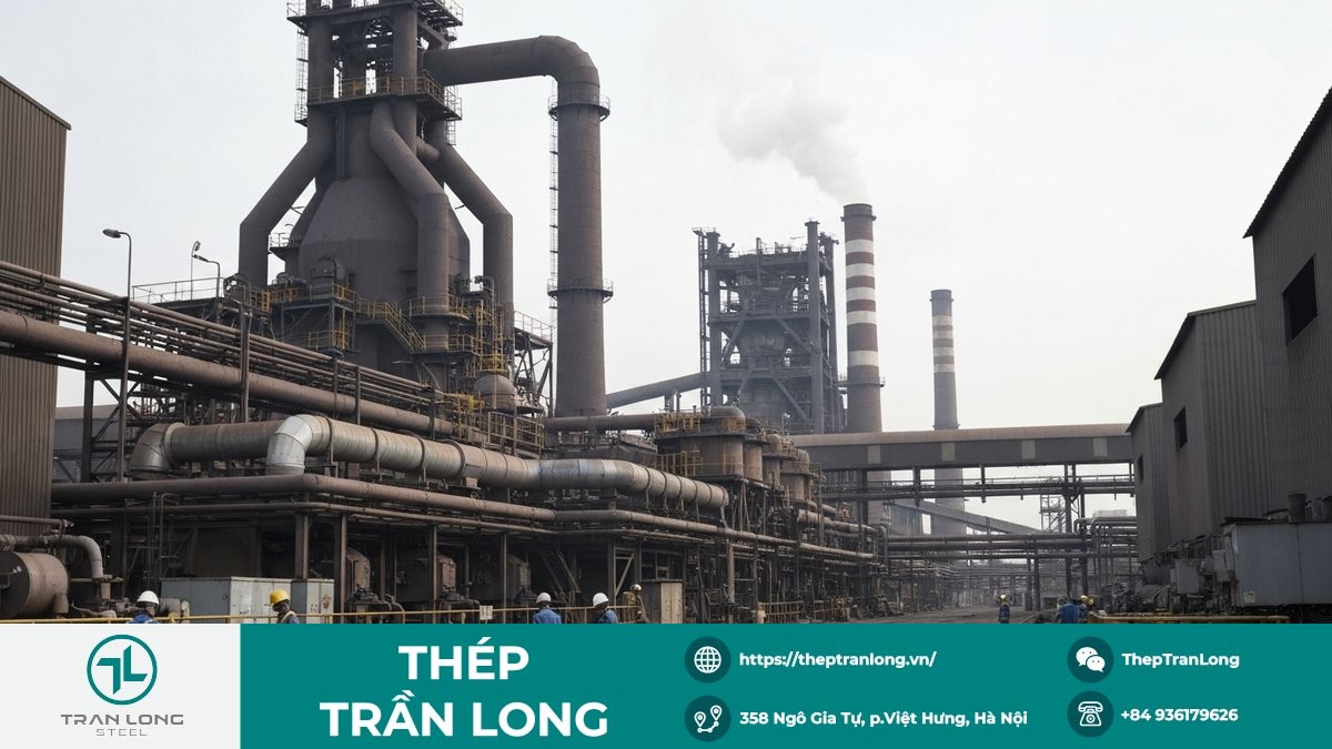 Nhà máy thép với bối cảnh giám sát phát thải khi CBAM được áp dụng