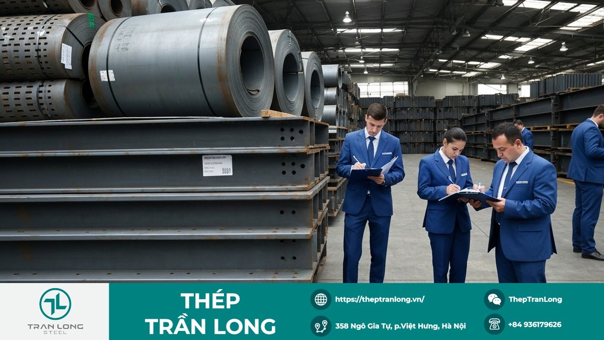 Phòng vệ thương mại với sản phẩm thép Kiểm tra lô hàng thép tại khu vực hải quan trong bối cảnh điều tra chống bán phá giá