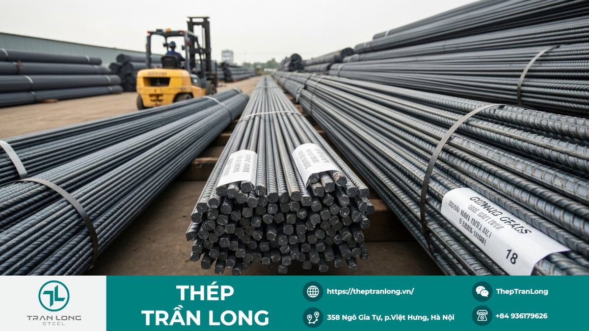 Thép xây dựng trong nước giữ nhịp bình ổn Bó thép xây dựng và nhãn mác chủng loại tại kho bãi, phản ánh mặt bằng giá ổn định