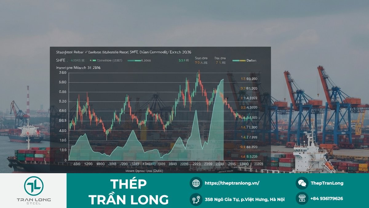 Hình ảnh đồ thị giá thép và quặng sắt trên các sàn giao dịch quốc tế