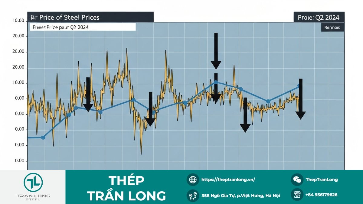 Biểu đồ giá thép giảm trong quý 2 năm 2024
