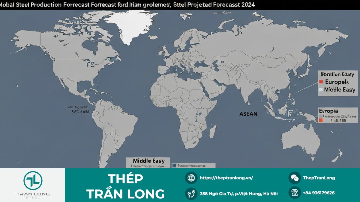 Biểu đồ dự báo sản lượng thép thế giới năm 2024