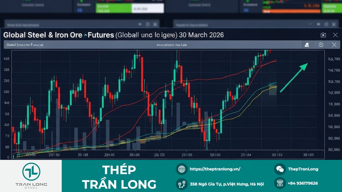 Giá thép toàn cầu, quặng sắt, Sàn Thượng Hải, Sàn Đại Liên, Sàn Singapore ngày 30/3/2026