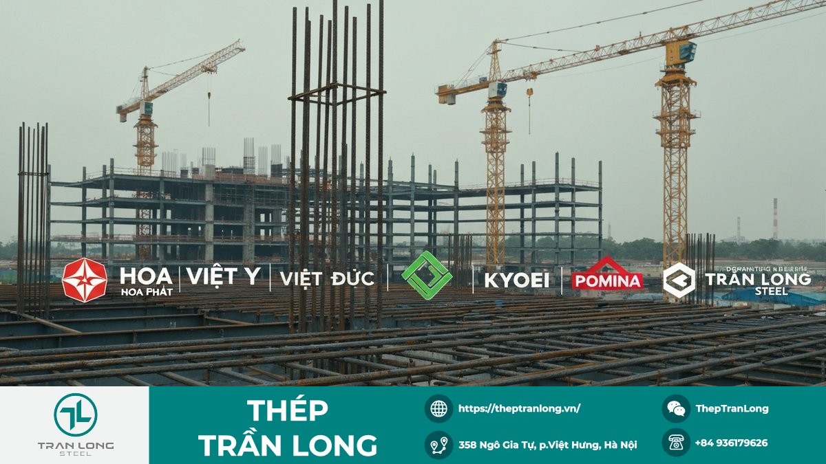 Thị trường thép xây dựng Việt Nam và các nhà phân phối Cảnh công trình xây dựng Việt Nam với thép Hòa Phát, Việt Ý, Việt Đức, Kyoei, Pomina, cho thấy giá thép ổn định và sự hiện diện của nhà phân phối thép công nghiệp.