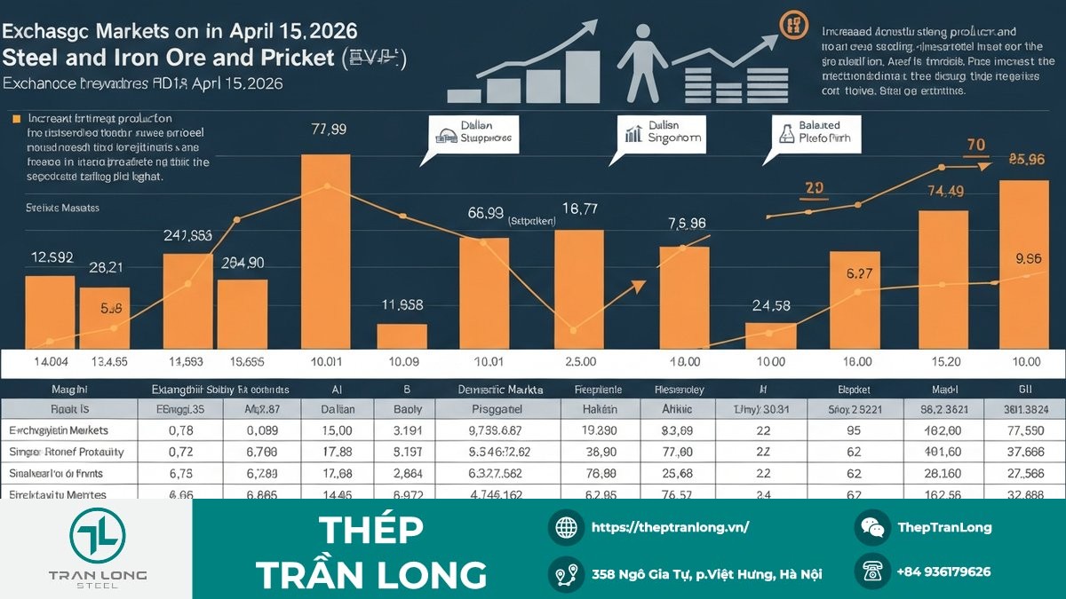 Biểu đồ giá thép và quặng sắt ngày 15/4/2026