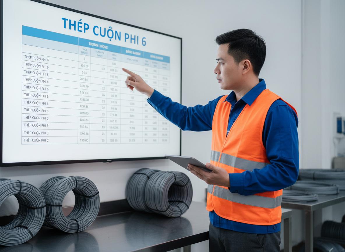 Bảng thông số và cách tính trọng lượng thép phi 6 chuẩn barem