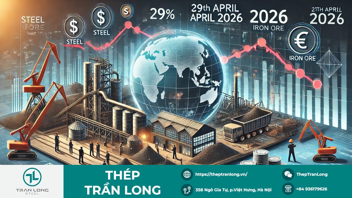 Biểu đồ giá thép và quặng sắt ngày 29/4/2026