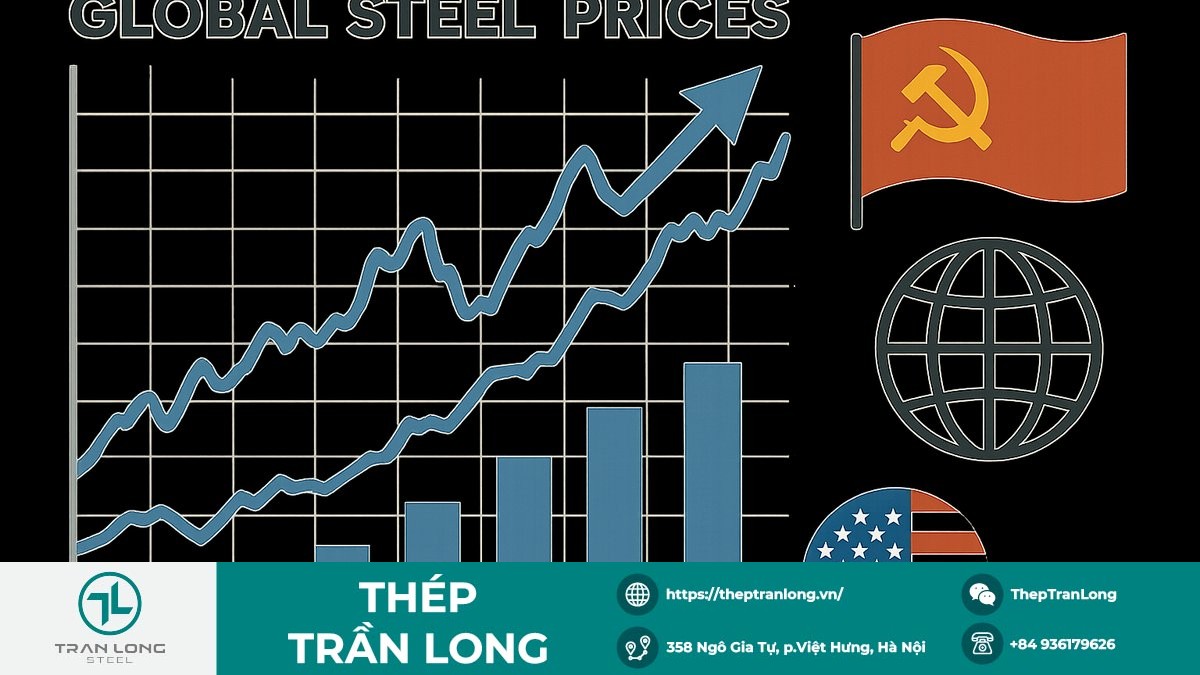 Biểu đồ giá thép và các yếu tố chính trị ảnh hưởng thị trường ngày 25/4/2026