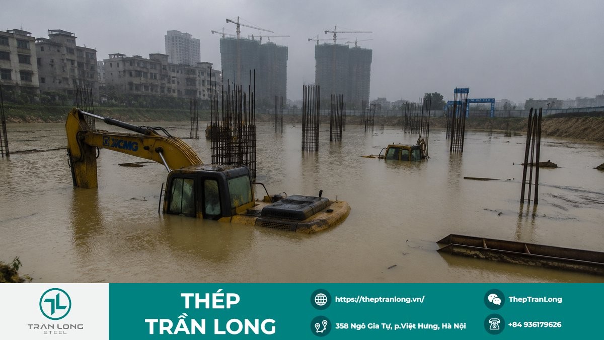 Giá thép ngày 22/5/2026: Quặng sắt giảm xuống mức thấp nhất ba tuần vì nguồn cung dồi dào và tồn kho tăng cao 8 Mưa lũ tại Trung Quốc làm đình trệ dự án xây dựng