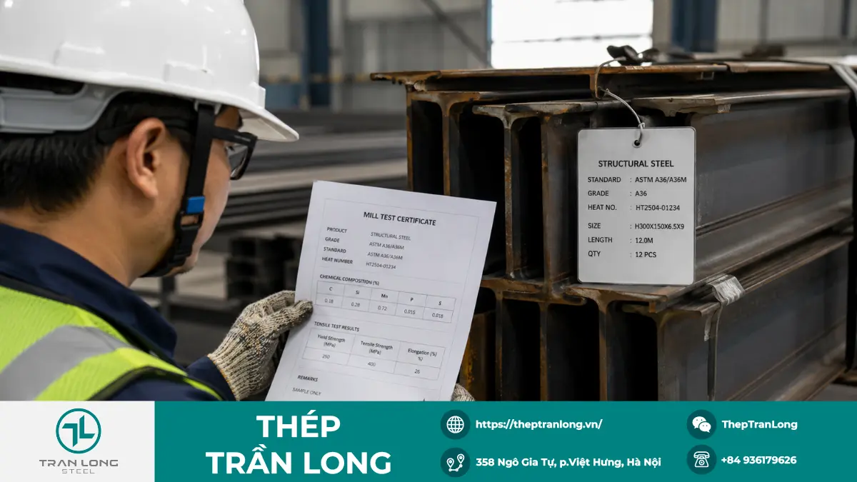 Thép ASTM A36 là gì? Cơ tính, A36 và SS400 5 Kiểm tra chứng chỉ và mã lô thép A36