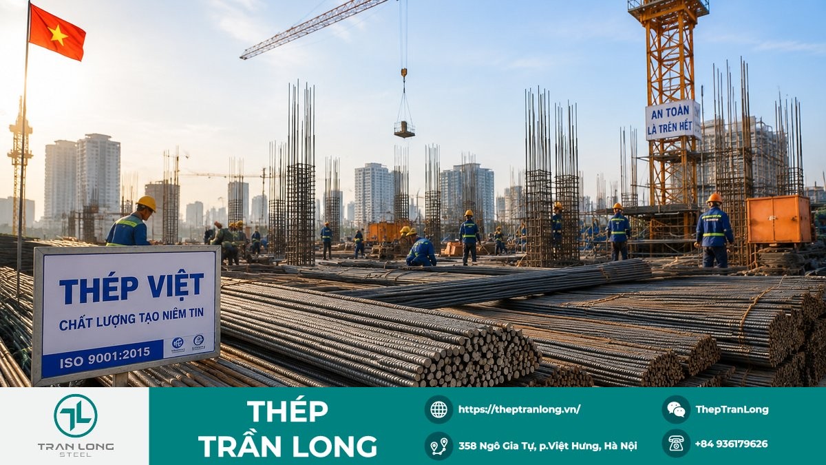 Công trường xây dựng Việt Nam Thép xây dựng tại công trường Việt Nam ngày 20/7/2026